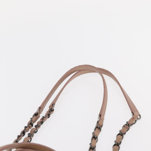 CHANEL Matelasse Tote Bag Leather 2way Pink Silver CC Auth bs31551