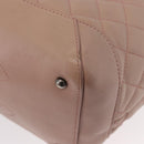 CHANEL Matelasse Tote Bag Leather 2way Pink Silver CC Auth bs31551-13