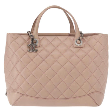 CHANEL Matelasse Tote Bag Leather 2way Pink Silver CC Auth bs31551 - 0