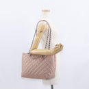 CHANEL Matelasse Tote Bag Leather 2way Pink Silver CC Auth bs31551-25