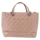 CHANEL Matelasse Tote Bag Leather 2way Pink Silver CC Auth bs31551-3