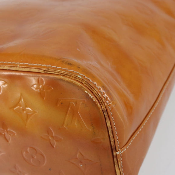 LOUIS VUITTON Monogram Vernis Houston Hand Bag Beige M91004 LV Auth bs31556