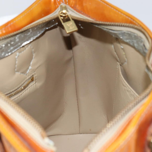 LOUIS VUITTON Monogram Vernis Houston Hand Bag Beige M91004 LV Auth bs31556