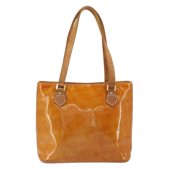 LOUIS VUITTON Monogram Vernis Houston Hand Bag Beige M91004 LV Auth bs31556