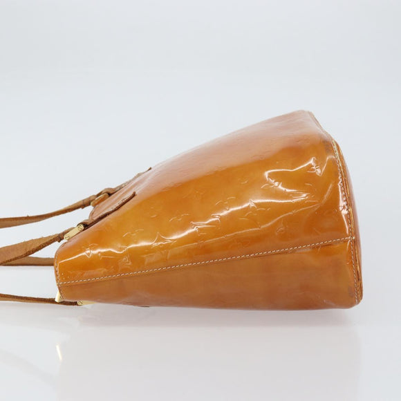 LOUIS VUITTON Monogram Vernis Houston Hand Bag Beige M91004 LV Auth bs31556