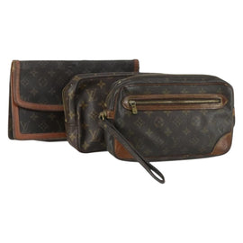 LOUIS VUITTON Monogram Clutch Bag 3 Set LV Auth bs31558