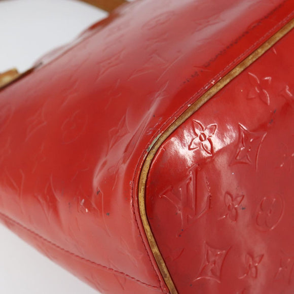 LOUIS VUITTON Monogram Vernis Houston Hand Bag Red M91092 LV Auth bs31560