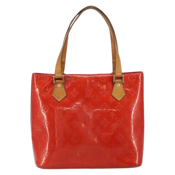 LOUIS VUITTON Monogram Vernis Houston Hand Bag Red M91092 LV Auth bs31560