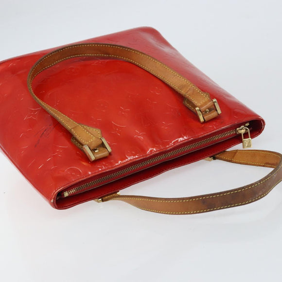 LOUIS VUITTON Monogram Vernis Houston Hand Bag Red M91092 LV Auth bs31560