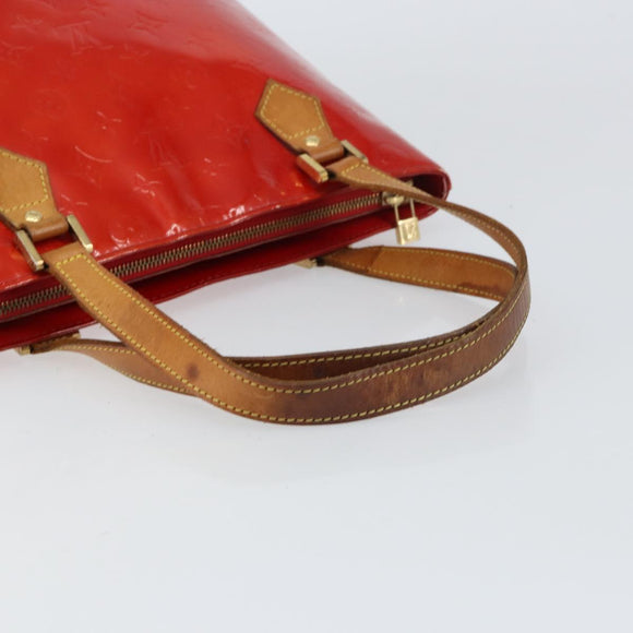 LOUIS VUITTON Monogram Vernis Houston Hand Bag Red M91092 LV Auth bs31560
