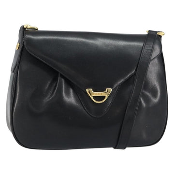 GIVENCHY Shoulder Bag Leather Black Gold Auth bs31564