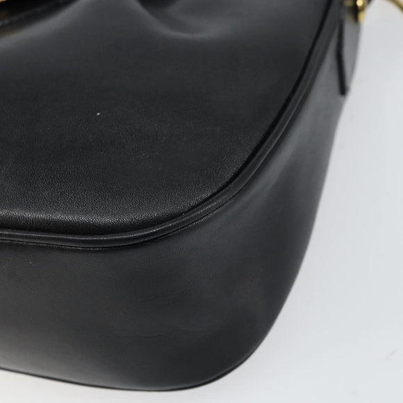 GIVENCHY Shoulder Bag Leather Black Gold Auth bs31564