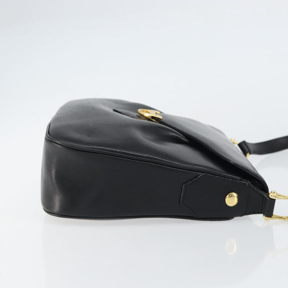 GIVENCHY Shoulder Bag Leather Black Gold Auth bs31564