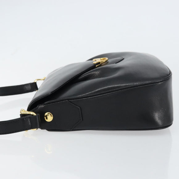 GIVENCHY Shoulder Bag Leather Black Gold Auth bs31564