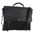 Gianni Versace Business Bag Nylon Leather 2way Black Silver Auth bs31565-1