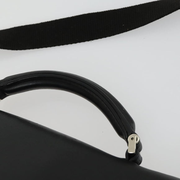 Gianni Versace Business Bag Nylon Leather 2way Black Silver Auth bs31565
