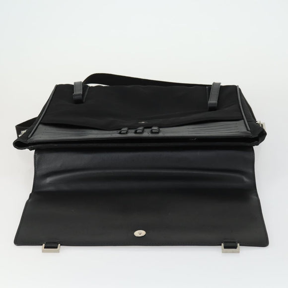 Gianni Versace Business Bag Nylon Leather 2way Black Silver Auth bs31565