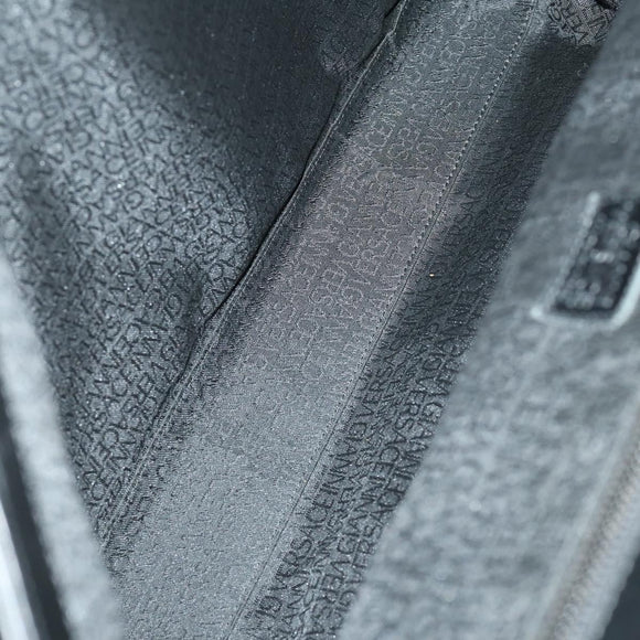Gianni Versace Business Bag Nylon Leather 2way Black Silver Auth bs31565