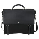 Gianni Versace Business Bag Nylon Leather 2way Black Silver Auth bs31565-13