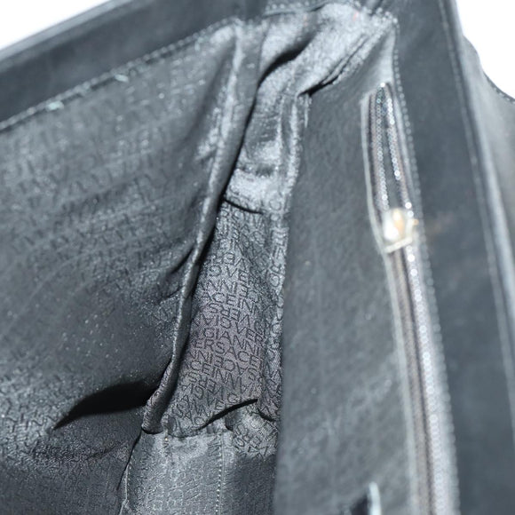 Gianni Versace Business Bag Nylon Leather 2way Black Silver Auth bs31565