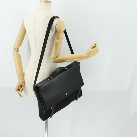 Gianni Versace Business Bag Nylon Leather 2way Black Silver Auth bs31565