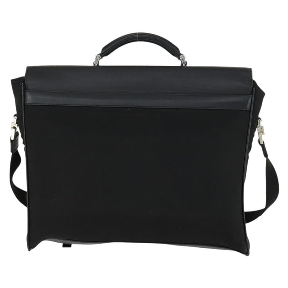 Gianni Versace Business Bag Nylon Leather 2way Black Silver Auth bs31565