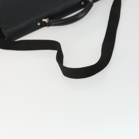 Gianni Versace Business Bag Nylon Leather 2way Black Silver Auth bs31565