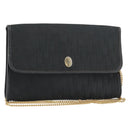 Christian Dior Trotter Canvas Chain Shoulder Bag Black Gold Auth bs31567-1