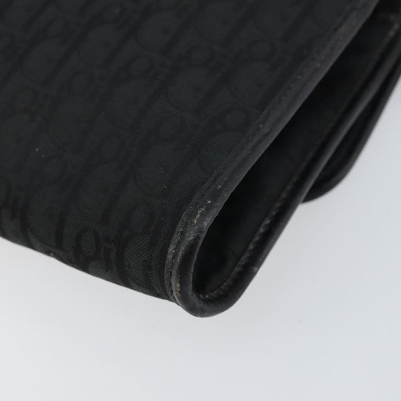 Christian Dior Trotter Canvas Chain Shoulder Bag Black Gold Auth bs31567