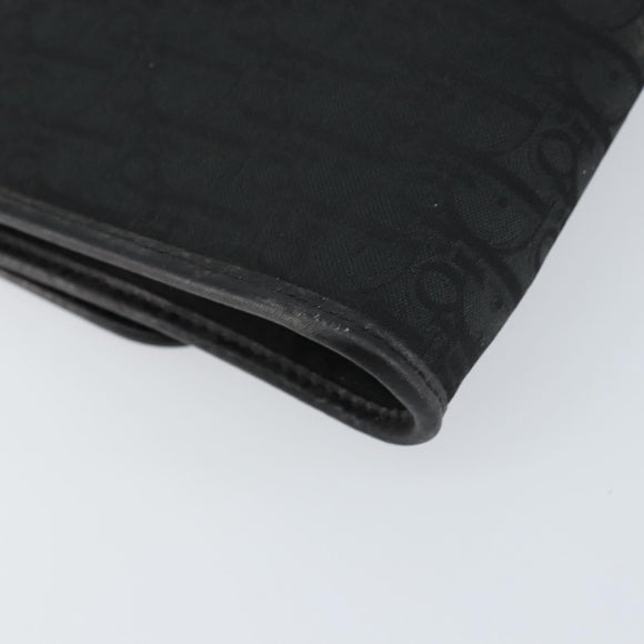 Christian Dior Trotter Canvas Chain Shoulder Bag Black Gold Auth bs31567