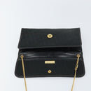 Christian Dior Trotter Canvas Chain Shoulder Bag Black Gold Auth bs31567-10