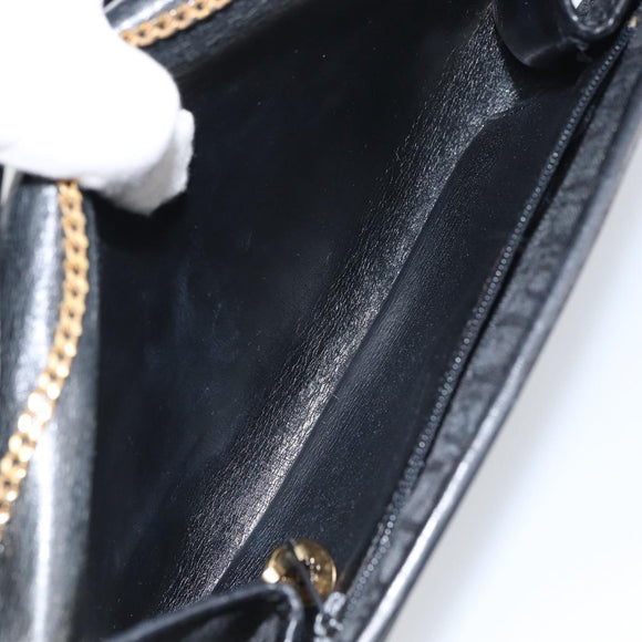 Christian Dior Trotter Canvas Chain Shoulder Bag Black Gold Auth bs31567