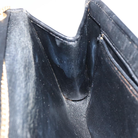 Christian Dior Trotter Canvas Chain Shoulder Bag Black Gold Auth bs31567