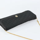Christian Dior Trotter Canvas Chain Shoulder Bag Black Gold Auth bs31567-6
