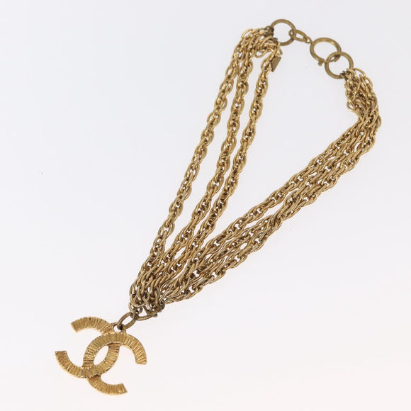 CHANEL Necklace metal Gold Tone CC Auth bs31569