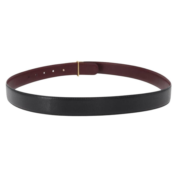 CHANEL Belt Leather 42.5"" Black Gold CC Auth bs31570