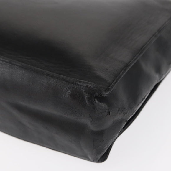 CHANEL Camelia Tote Bag Lamb Skin Black Silver CC Auth bs31571