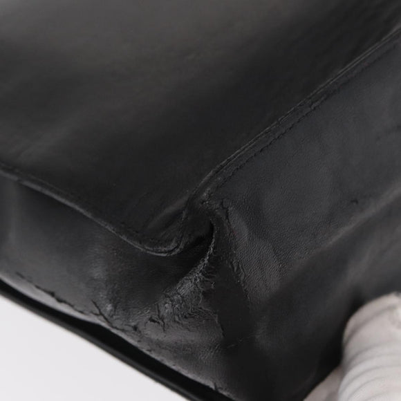 CHANEL Camelia Tote Bag Lamb Skin Black Silver CC Auth bs31571