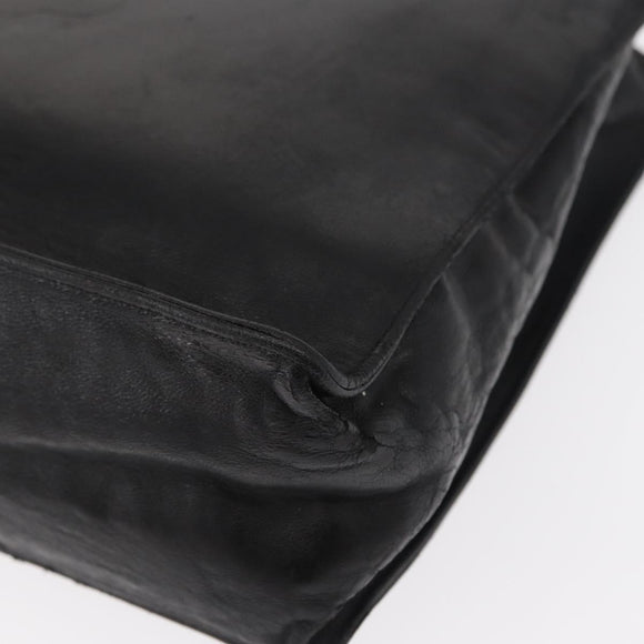 CHANEL Camelia Tote Bag Lamb Skin Black Silver CC Auth bs31571