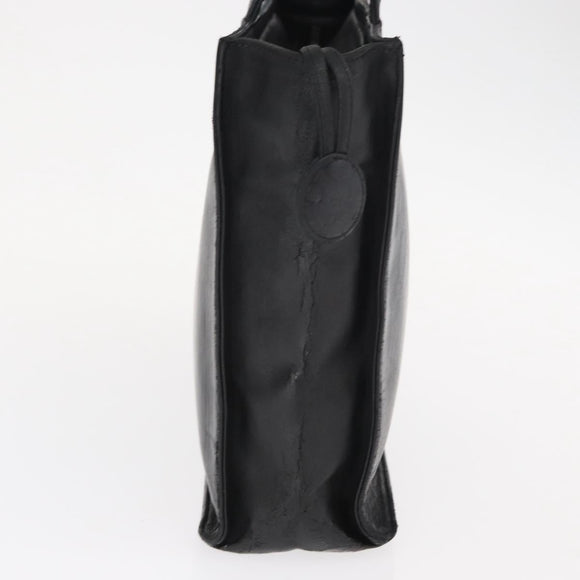 CHANEL Camelia Tote Bag Lamb Skin Black Silver CC Auth bs31571