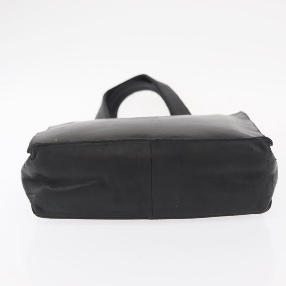 CHANEL Camelia Tote Bag Lamb Skin Black Silver CC Auth bs31571