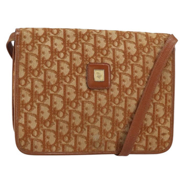 Christian Dior Trotter Canvas Shoulder Bag Brown Gold Auth bs31572
