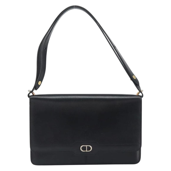 Christian Dior Shoulder Bag Leather Black Gold Auth bs31574