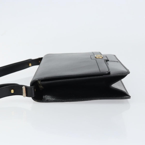 Christian Dior Shoulder Bag Leather Black Gold Auth bs31574