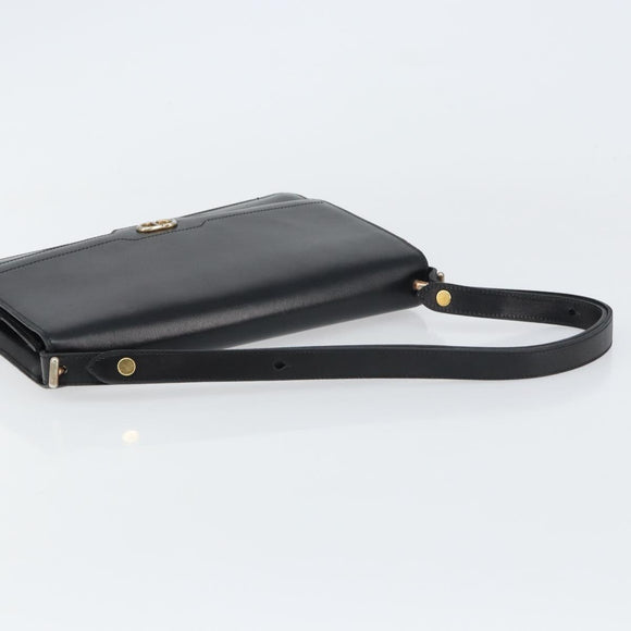 Christian Dior Shoulder Bag Leather Black Gold Auth bs31574