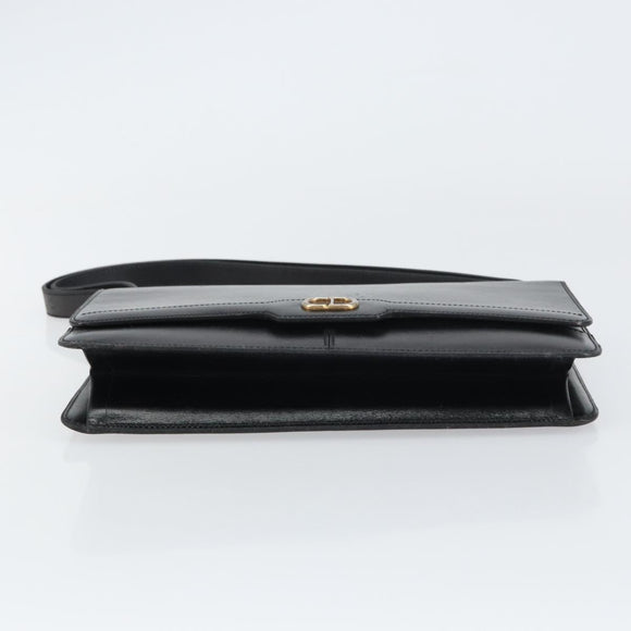 Christian Dior Shoulder Bag Leather Black Gold Auth bs31574