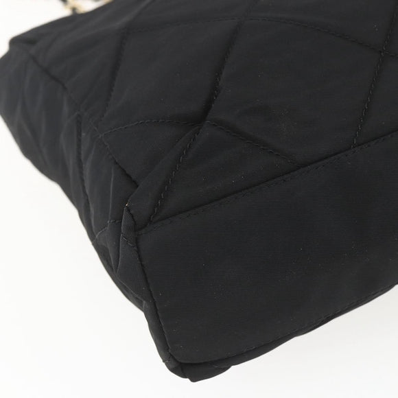 PRADA Quilted Chain Tote Bag Nylon Black Gold Auth bs31575