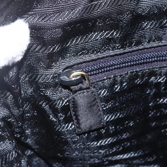 PRADA Quilted Chain Tote Bag Nylon Black Gold Auth bs31575
