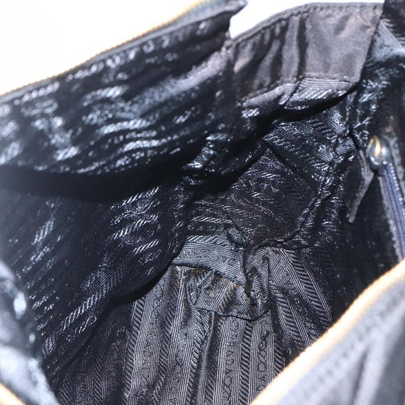 PRADA Quilted Chain Tote Bag Nylon Black Gold Auth bs31575