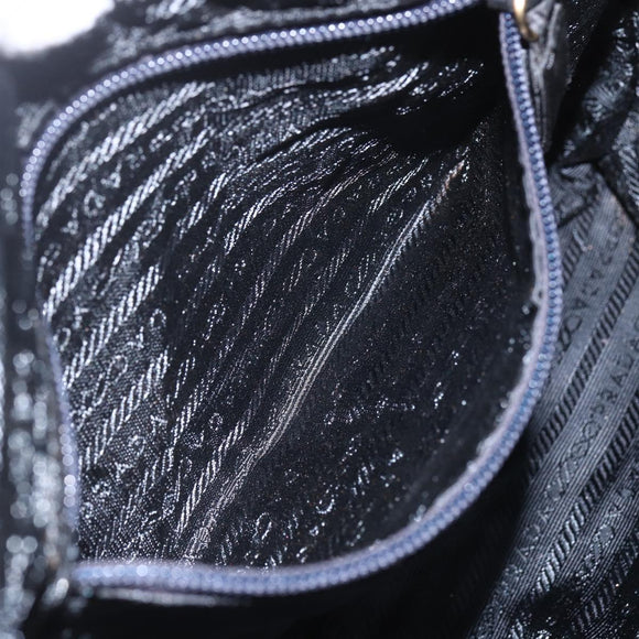 PRADA Quilted Chain Tote Bag Nylon Black Gold Auth bs31575